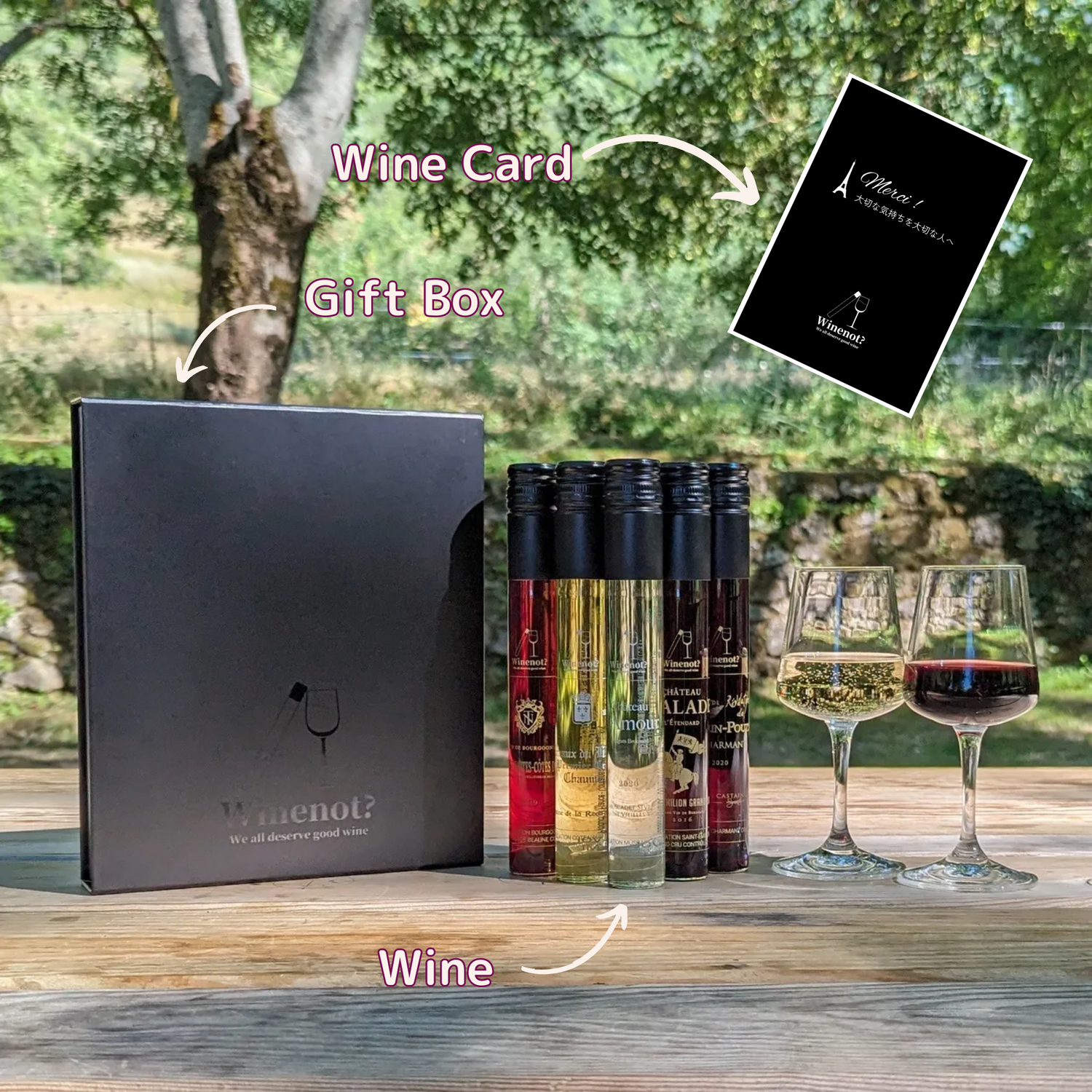 winenot contents wine card gift box